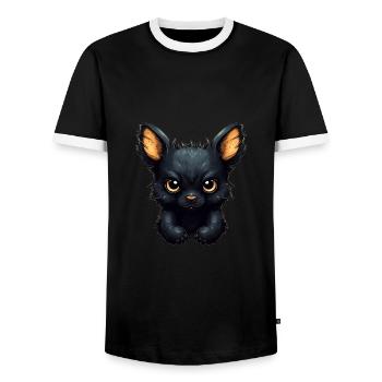 Super mignon Dog style rétro - T-shirt contrasté Homme - noir/blanc - Devant - AI Model Female 172 light (172cm) & AI Model Male 178 light (178cm)