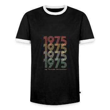 Pseudo Vintage 1975 - T-shirt contrasté Homme - noir/blanc - Devant - AI Model Female 172 light (172cm) & AI Model Male 178 light (178cm)