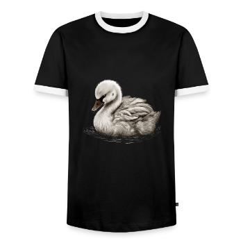 Bébé cygne Oiseau Poussin - T-shirt contrasté Homme - noir/blanc - Devant - AI Model Female 172 light (172cm) & AI Model Male 178 light (178cm)