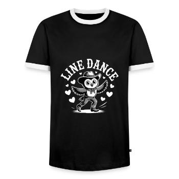 Line Dance Owl Funny Owl Dances Line Dance - Men's Ringer Shirt - black/white - Front - AI Model Female 172 light (172cm) & AI Model Male 178 light (178cm)