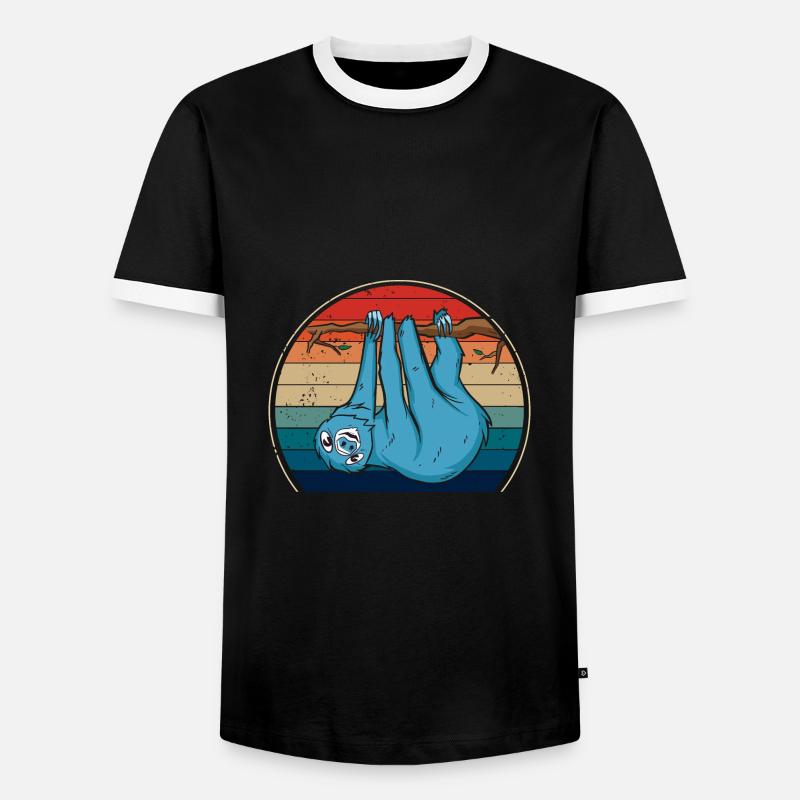 Faultier - Männer Kontrast-T-Shirt - Schwarz/Weiß