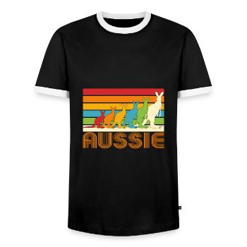 Aussie Kangaroos - Männer Kontrast-T-Shirt - Schwarz/Weiß - Vorne - AI Model Female 172 light (172cm) & AI Model Male 178 light (178cm)