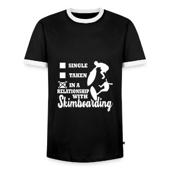 I'm In A Relationship With Skimboarding - Men's Ringer Shirt - black/white - Front - AI Model Female 172 light (172cm) & AI Model Male 178 light (178cm)