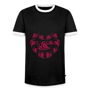 Forever Love Snail - Men's Ringer Shirt - black/white - Front - AI Model Female 172 light (172cm) & AI Model Male 178 light (178cm)