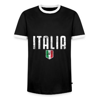 Italia Italien Flagge Zeichen Liebe Rom - Männer Kontrast-T-Shirt - Schwarz/Weiß - Vorne - AI Model Female 172 light (172cm) & AI Model Male 178 light (178cm)