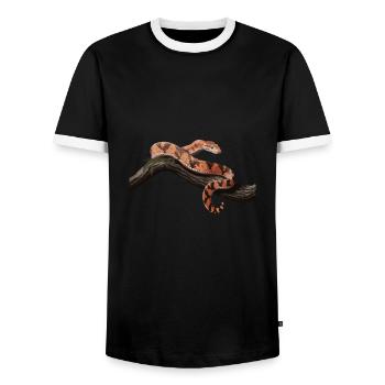 Kornnatter Schlange Nattern Terrarium - Männer Kontrast-T-Shirt - Schwarz/Weiß - Vorne - AI Model Female 172 light (172cm) & AI Model Male 178 light (178cm)