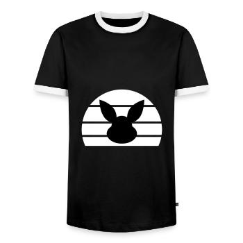 Rabbit's head in front of half sun - Men's Ringer Shirt - black/white - Front - AI Model Female 172 light (172cm) & AI Model Male 178 light (178cm)