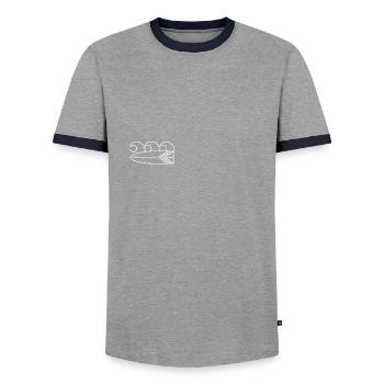 Surfboard - Men's Ringer Shirt - grey/navy  - Front - AI Model Female 172 light (172cm) & AI Model Male 178 light (178cm)