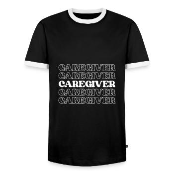 Caretaker Guardian Nanny Babysitter Nursemaid - Men's Ringer Shirt - black/white - Front - AI Model Female 172 light (172cm) & AI Model Male 178 light (178cm)