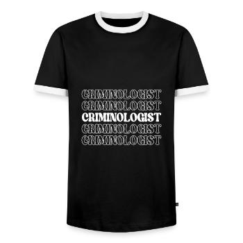 Kriminologe, Kriminalbeamter, Kriminalsachverständiger - Männer Kontrast-T-Shirt - Schwarz/Weiß - Vorne - AI Model Female 172 light (172cm) & AI Model Male 178 light (178cm)