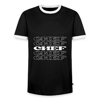 Chef Cook Culinary Expert Food Preparer Kitchen - Men's Ringer Shirt - black/white - Front - AI Model Female 172 light (172cm) & AI Model Male 178 light (178cm)