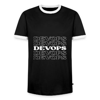 Devops Developer Operations Engineer Devops - Men's Ringer Shirt - black/white - Front - AI Model Female 172 light (172cm) & AI Model Male 178 light (178cm)