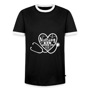 Nurse Nurse Gift - Men's Ringer Shirt - black/white - Front - AI Model Female 172 light (172cm) & AI Model Male 178 light (178cm)