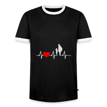 Herzschlag Mutter Tochter Liebe Muttertag Geschenk - Männer Kontrast-T-Shirt - Schwarz/Weiß - Vorne - AI Model Female 172 light (172cm) & AI Model Male 178 light (178cm)