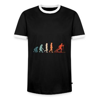 EVOLUTION cross-country skiing skier retro vintage - Men's Ringer Shirt - black/white - Front - AI Model Female 172 light (172cm) & AI Model Male 178 light (178cm)