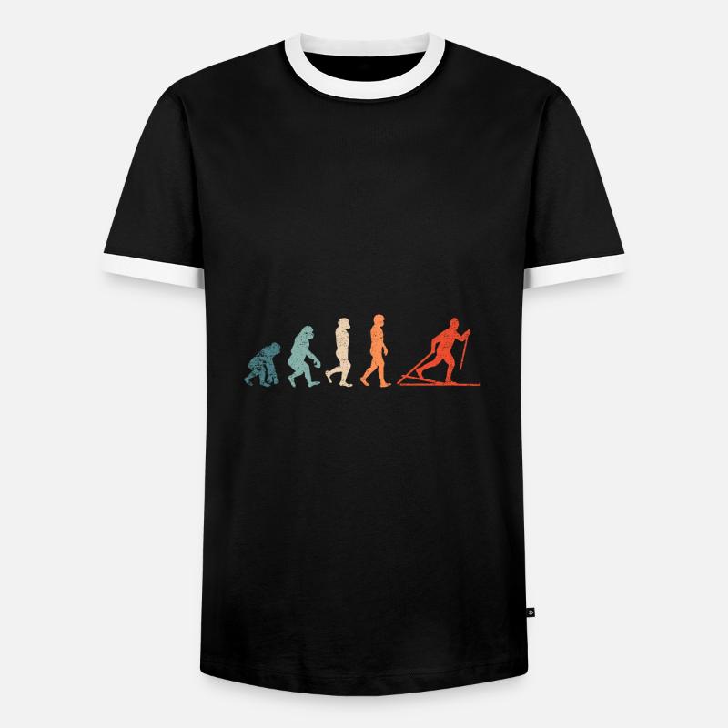 EVOLUTION Langlauf Ski Skifahrer Retro Vintage - Männer Kontrast-T-Shirt - Schwarz/Weiß