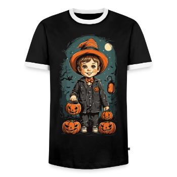 Rétro Halloween Kid Trick or Treat Design - T-shirt contrasté Homme - noir/blanc - Devant - AI Model Female 172 light (172cm) & AI Model Male 178 light (178cm)