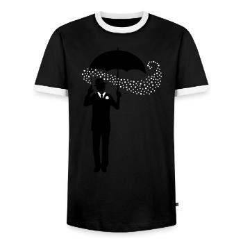 Magician - Umbrella - Melon - Pantomime - 2C - Men's Ringer Shirt - black/white - Front - AI Model Female 172 light (172cm) & AI Model Male 178 light (178cm)