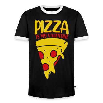 Pizza - T-shirt contrasté Homme - noir/blanc - Devant - AI Model Female 172 light (172cm) & AI Model Male 178 light (178cm)