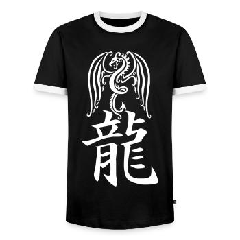 Japanischer weißer Drache - Männer Kontrast-T-Shirt - Schwarz/Weiß - Vorne - AI Model Female 172 light (172cm) & AI Model Male 178 light (178cm)
