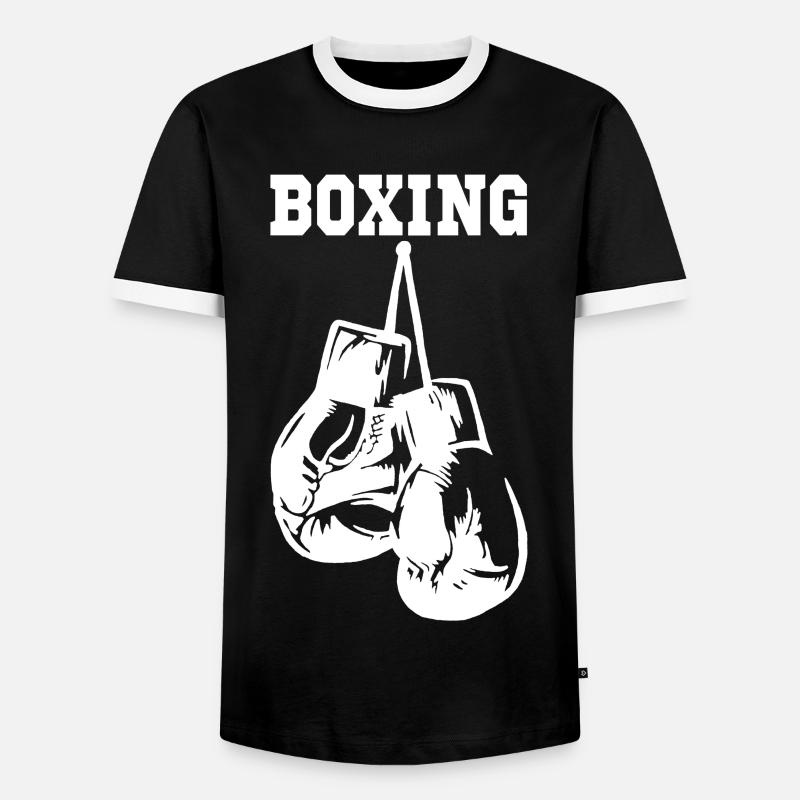 Weiße Boxhandschuhe - Männer Kontrast-T-Shirt - Schwarz/Weiß