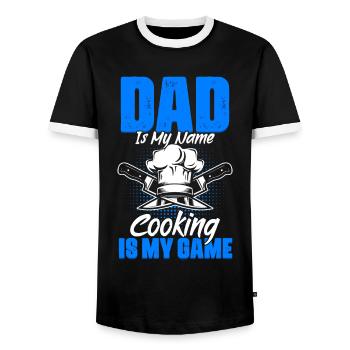 Papa is my name Lustige Kochkunst Humor zum zum - Men's Ringer Shirt - black/white - Front - AI Model Female 172 light (172cm) & AI Model Male 178 light (178cm)