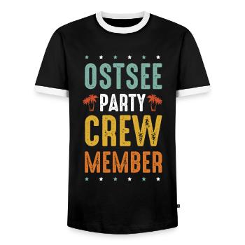 Ostsee Party Crew - Männer Kontrast-T-Shirt - Schwarz/Weiß - Vorne - AI Model Female 172 light (172cm) & AI Model Male 178 light (178cm)