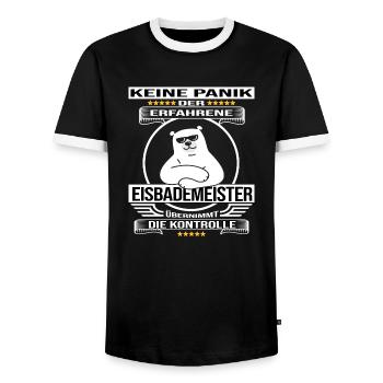 eisbademeister eisbad winterbader eisbader kalt - Männer Kontrast-T-Shirt - Schwarz/Weiß - Vorne - AI Model Female 172 light (172cm) & AI Model Male 178 light (178cm)