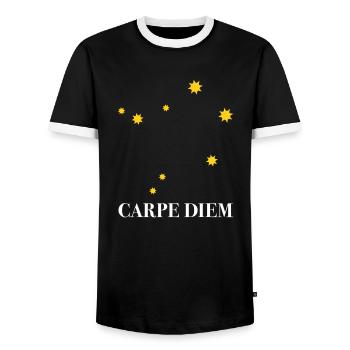 Carpe Diem used the day constellation Libra Libra Ode - Men's Ringer Shirt - black/white - Front - AI Model Female 172 light (172cm) & AI Model Male 178 light (178cm)