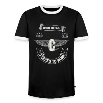 Born To Ride MC Wings Design - Men's Ringer Shirt - black/white - Front - AI Model Female 172 light (172cm) & AI Model Male 178 light (178cm)