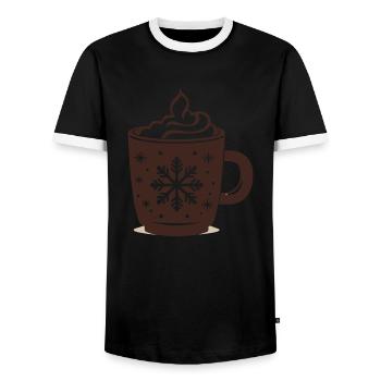 Hot Chocolate Christmas - Men's Ringer Shirt - black/white - Front - AI Model Female 172 light (172cm) & AI Model Male 178 light (178cm)