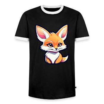 Desert Fox Fennec Drawing - Men's Ringer Shirt - black/white - Front - AI Model Female 172 light (172cm) & AI Model Male 178 light (178cm)