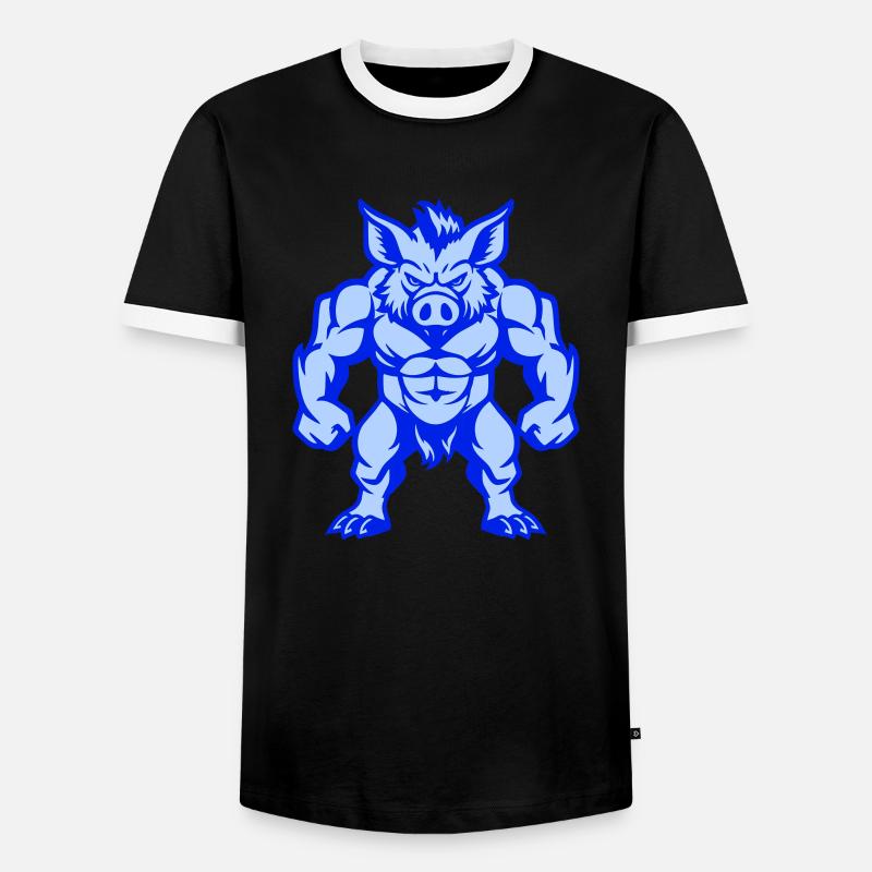 wildschwein comic tier - Männer Kontrast-T-Shirt - Schwarz/Weiß