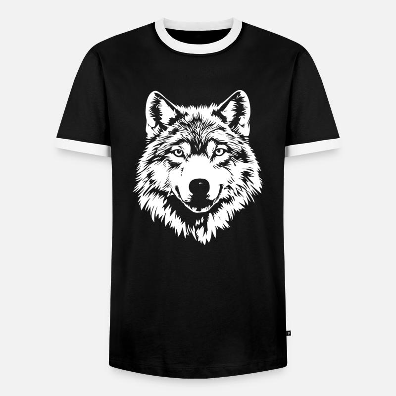 Wolf Face - Men's Ringer Shirt - black/white