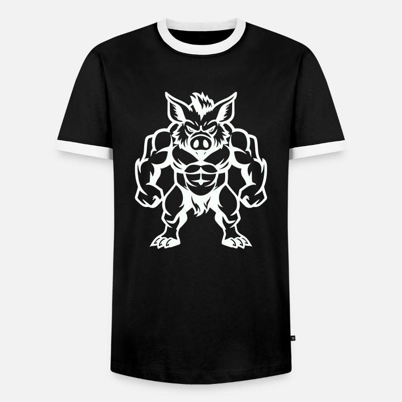 wildschwein comic - Männer Kontrast-T-Shirt - Schwarz/Weiß
