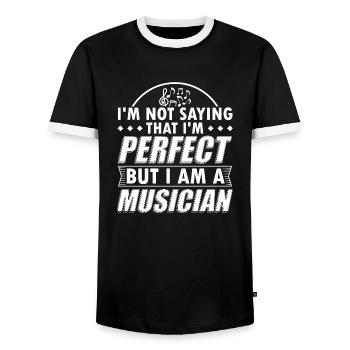 Musicien drôle Musique shirt pas parfait - T-shirt contrasté Homme - noir/blanc - Devant - AI Model Female 172 light (172cm) & AI Model Male 178 light (178cm)