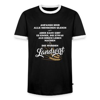 Landwirt-T-Shirt für Männer, Lebensplan f. Bauern - Männer Kontrast-T-Shirt - Schwarz/Weiß - Vorne - AI Model Female 172 light (172cm) & AI Model Male 178 light (178cm)