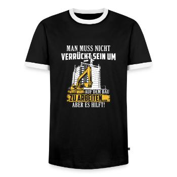 Bauarbeiter · Baustelle · Bagger · Verrückt sein - Männer Kontrast-T-Shirt - Schwarz/Weiß - Vorne - AI Model Female 172 light (172cm) & AI Model Male 178 light (178cm)