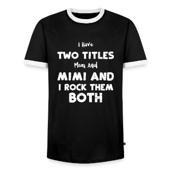 J’ai deux titres Maman et Mimi A... - T-shirt contrasté Homme - noir/blanc - Devant - AI Model Female 172 light (172cm) & AI Model Male 178 light (178cm)
