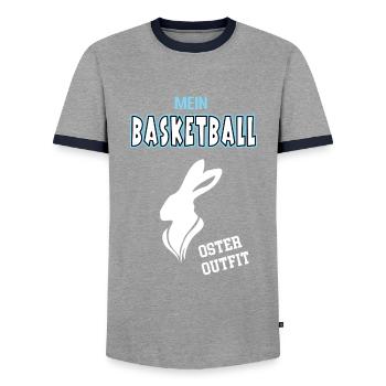 Basketball Frohe Ostern Ostergeschenk Basketballer - Männer Kontrast-T-Shirt - Grau/Navy  - Vorne - AI Model Female 172 light (172cm) & AI Model Male 178 light (178cm)