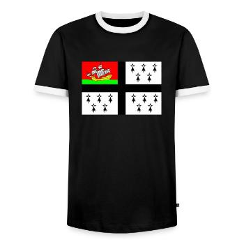 Drapeau de Nantes - T-shirt contrasté Homme - noir/blanc - Devant - AI Model Female 172 light (172cm) & AI Model Male 178 light (178cm)