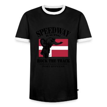 speedway - Denmark - Männer Kontrast-T-Shirt - Schwarz/Weiß - Vorne - AI Model Female 172 light (172cm) & AI Model Male 178 light (178cm)