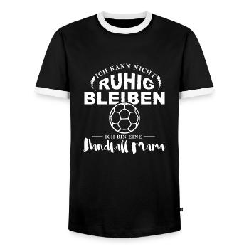 Handball Shirt-Ruhig bleiben - Männer Kontrast-T-Shirt - Schwarz/Weiß - Vorne - AI Model Female 172 light (172cm) & AI Model Male 178 light (178cm)