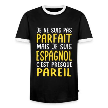 Je ne suis pas parfait mais je suis Espagnol - T-shirt contrasté Homme - noir/blanc - Devant - AI Model Female 172 light (172cm) & AI Model Male 178 light (178cm)