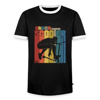 scooter stunt - Männer Kontrast-T-Shirt - Schwarz/Weiß - Vorne - AI Model Female 172 light (172cm) & AI Model Male 178 light (178cm)
