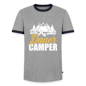 Camping - Männer Kontrast-T-Shirt - Grau/Navy  - Vorne - AI Model Female 172 light (172cm) & AI Model Male 178 light (178cm)