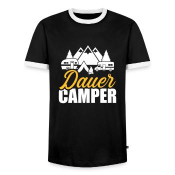 camping - T-shirt contrasté Homme - noir/blanc - Devant - AI Model Female 172 light (172cm) & AI Model Male 178 light (178cm)