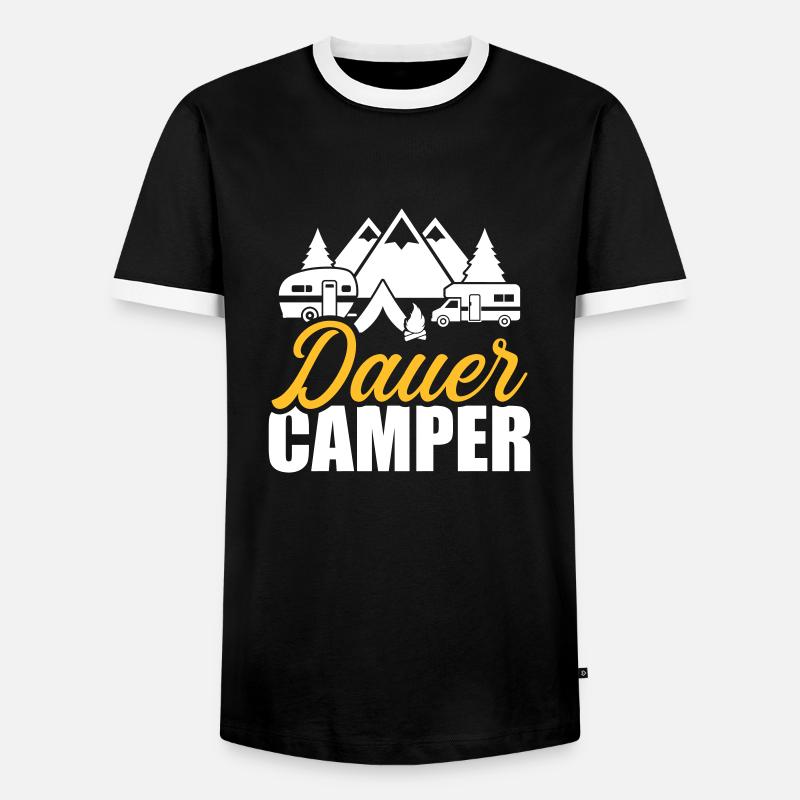 camping - Men's Ringer Shirt - black/white