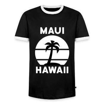 Maui, Hawaii (Sonne, Palme, Insel) - Männer Kontrast-T-Shirt - Schwarz/Weiß - Vorne - AI Model Female 172 light (172cm) & AI Model Male 178 light (178cm)