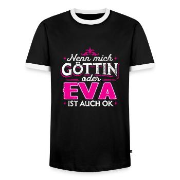 EVA - Göttin - Männer Kontrast-T-Shirt - Schwarz/Weiß - Vorne - AI Model Female 172 light (172cm) & AI Model Male 178 light (178cm)